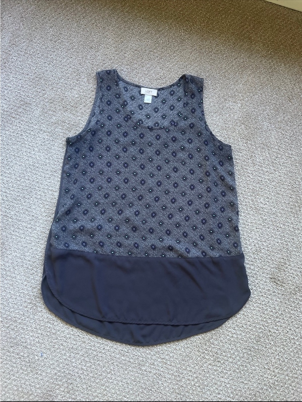 LOFT Printed Sleeveless Tank with Solid Hem